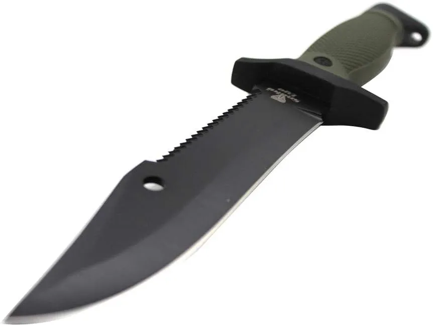 Snake Eye Tactical 12-Inches Ultimate Outdoors Survival Knife Fixed Blade Knife for Hunting, Fishing, Foraging, Camping, and Bushcraft Stainless Steel Knife With Sheath (Green-Sawback)