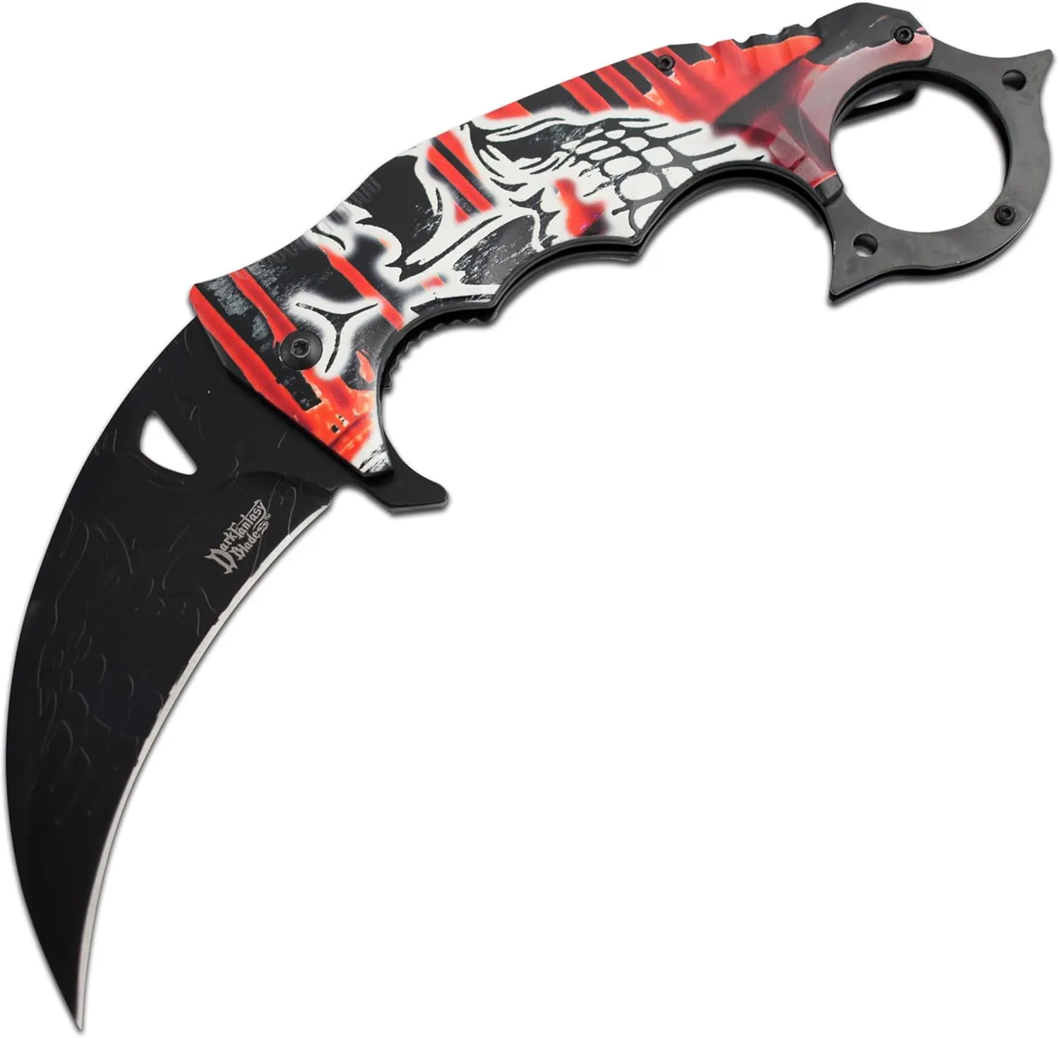 Snake Eye Tactical Dark Fantasy Blade-Jumbo Every Day Carry Folding-Knife (Red)