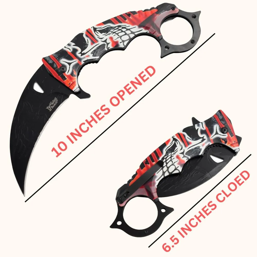 Snake Eye Tactical Dark Fantasy Blade-Jumbo Every Day Carry Folding-Knife (Red)