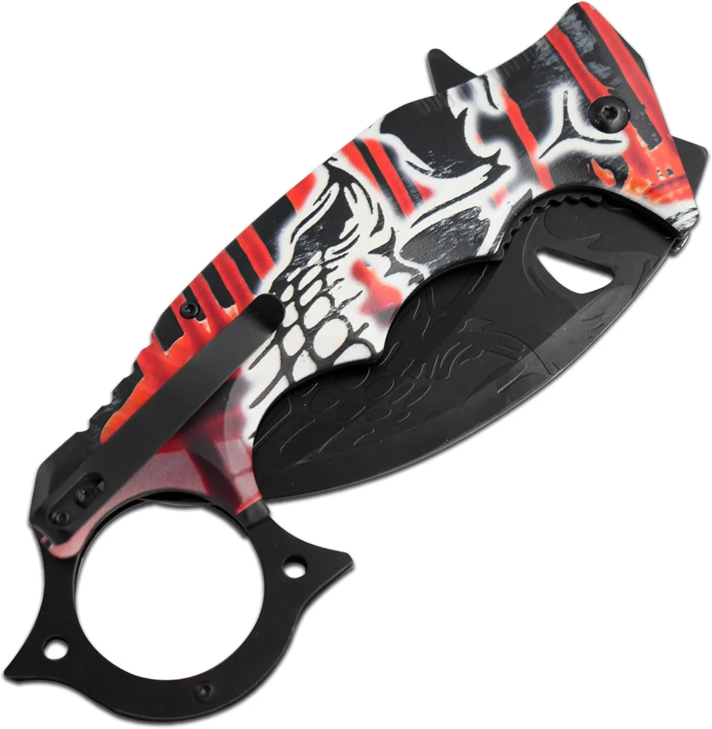 Snake Eye Tactical Dark Fantasy Blade-Jumbo Every Day Carry Folding-Knife (Red)