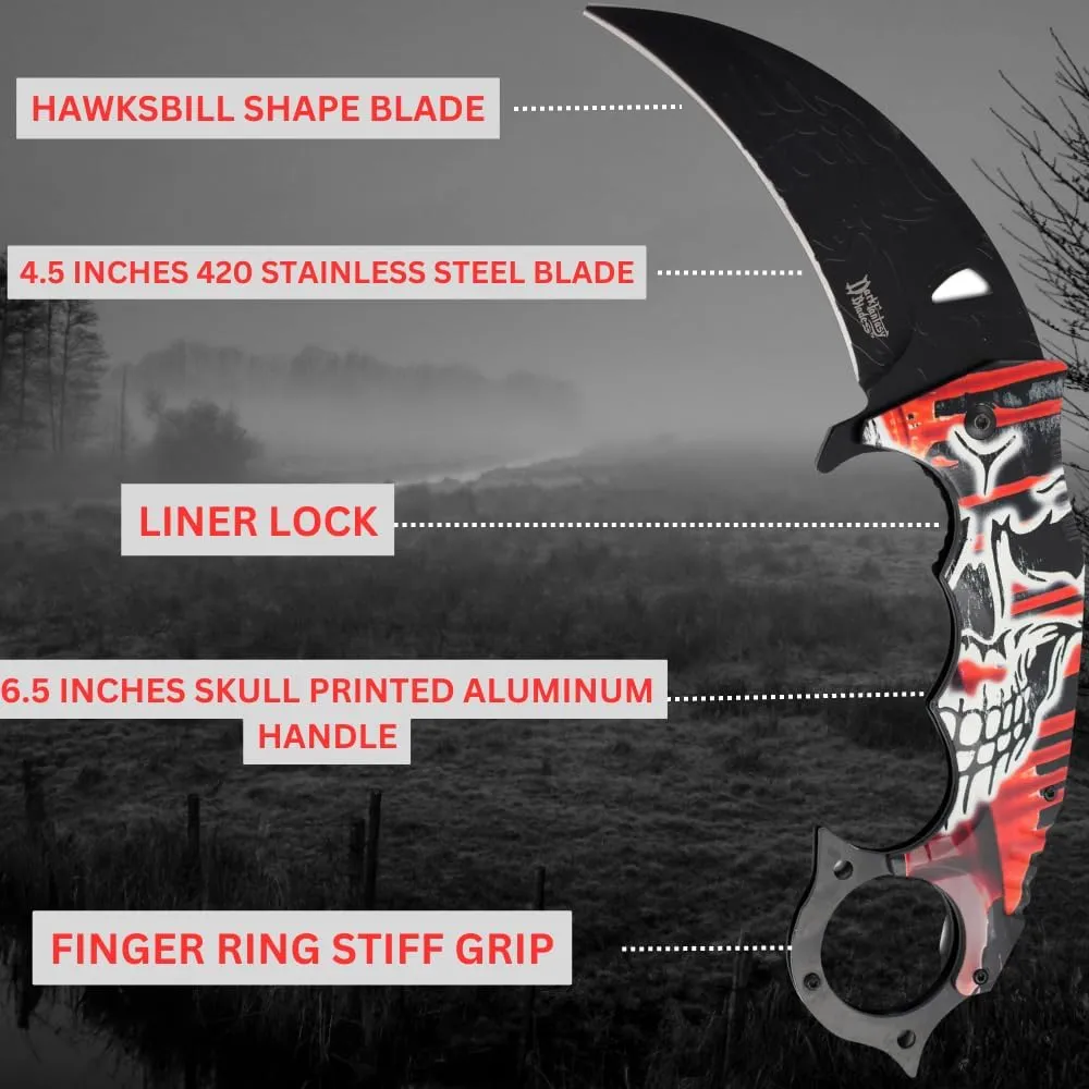 Snake Eye Tactical Dark Fantasy Blade-Jumbo Every Day Carry Folding-Knife (Red)