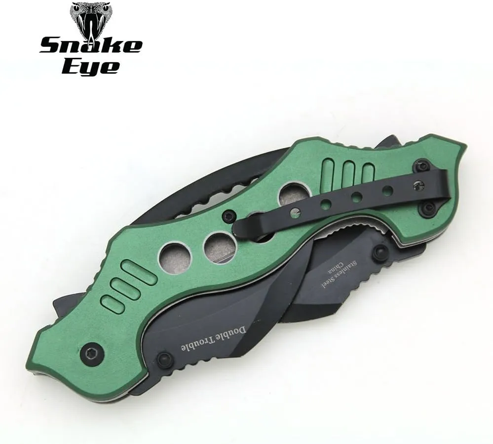 Snake Eye Tactical Double Trouble Karambit Style Assisted Open Folding Pocket Knife Outdoors Hunting Camping Fishing