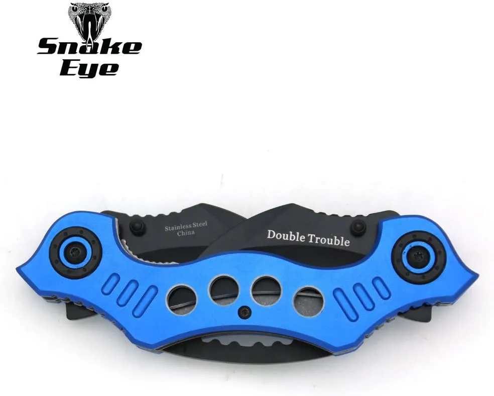 Snake Eye Tactical Double Trouble Karambit Style Assisted Open Folding Pocket Knife Outdoors Hunting Camping Fishing