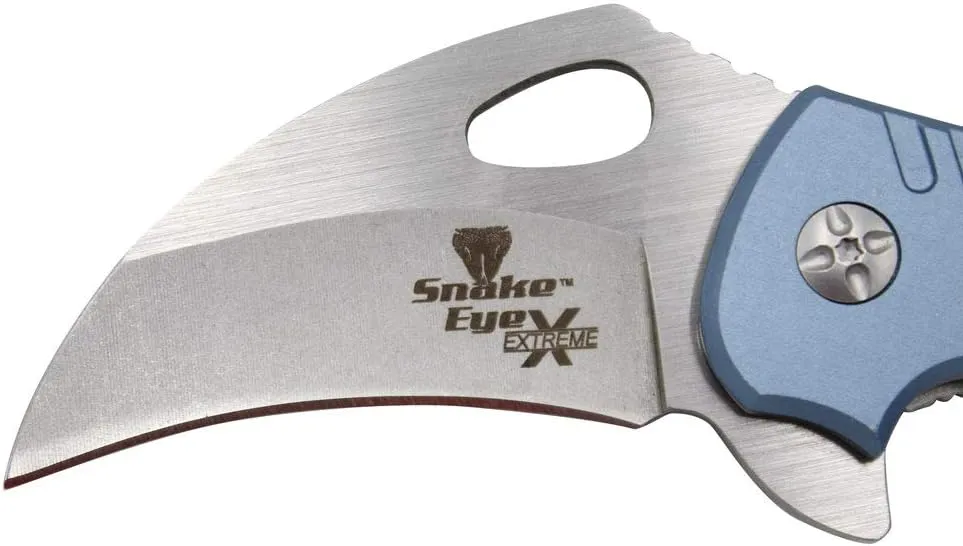 Snake Eye Tactical Extreme Heavy Duty Everyday Carry Ball Bearing Pivot Folding Liner Lock Pocket Knife Ideal for Recreational Work Hiking Camping (Blue)