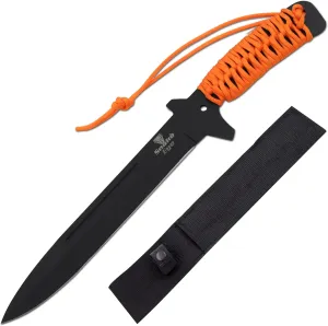 Snake Eye Tactical Fixed Blade Knife –Black Stainless Steel Blade, Cord Wrapped Handle, Full Tang, Includes Nylon Sheath - Hunting, Camping, Survival, Tactical