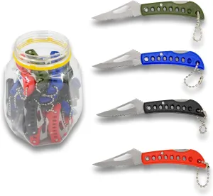 Snake Eye Tactical Mini Pocket Knife Set, 36 & 60 Pieces, 3-Inch Folding Knives with Stainless Steel Blade, Assorted Colors with Display Jar. (Assorted-60)
