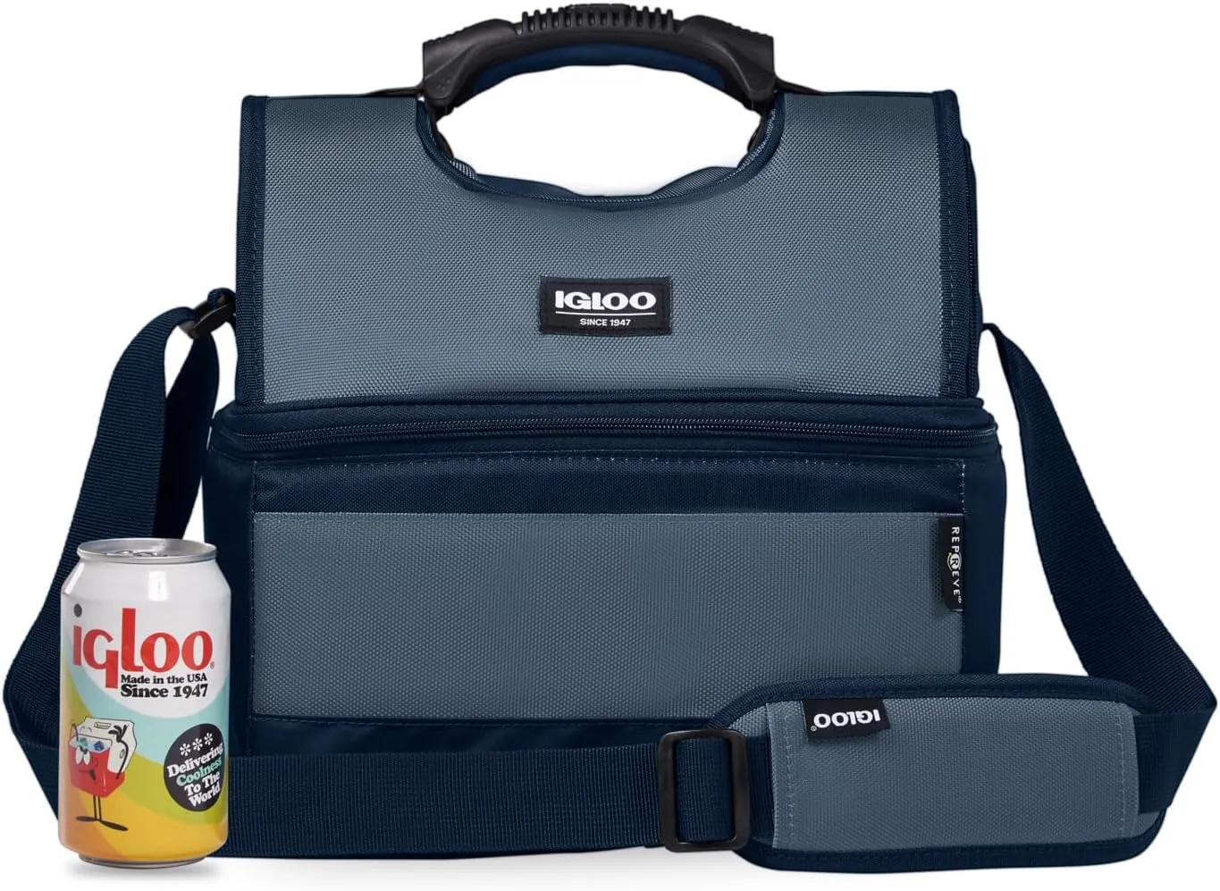Soft Cooler Gripper Evergreen Eco Lunch Bag, 16-Can Dual Compartment Lunch Cooler, Insulated Lunch Box, Soft Sided Cooler Bag
