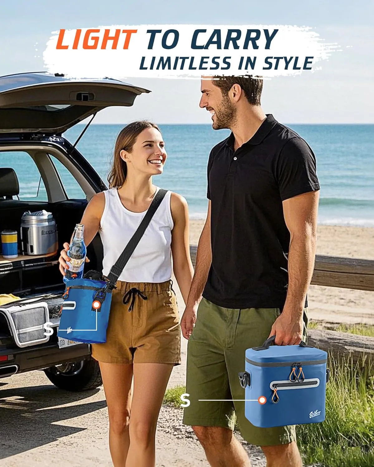 Soft-Sided Cooler Bag, 7/16/30 Can Portable Ice Chest Box, Waterproof, Leak-Proof, Insulated Cooler for Lunch, Beach, Drink, Beverage, Travel, Camping, Picnic