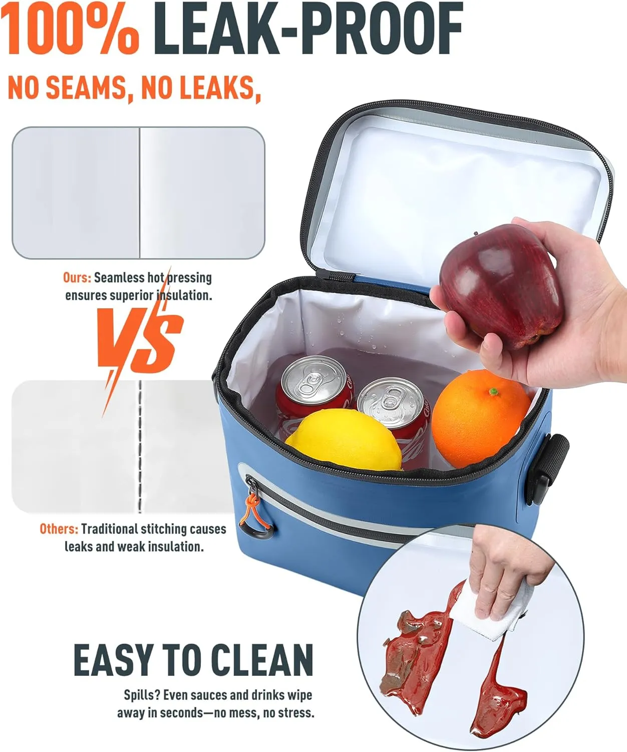 Soft-Sided Cooler Bag, 7/16/30 Can Portable Ice Chest Box, Waterproof, Leak-Proof, Insulated Cooler for Lunch, Beach, Drink, Beverage, Travel, Camping, Picnic