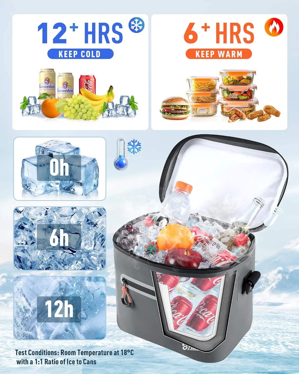 Soft-Sided Cooler Bag, 7/16/30 Can Portable Ice Chest Box, Waterproof, Leak-Proof, Insulated Cooler for Lunch, Beach, Drink, Beverage, Travel, Camping, Picnic
