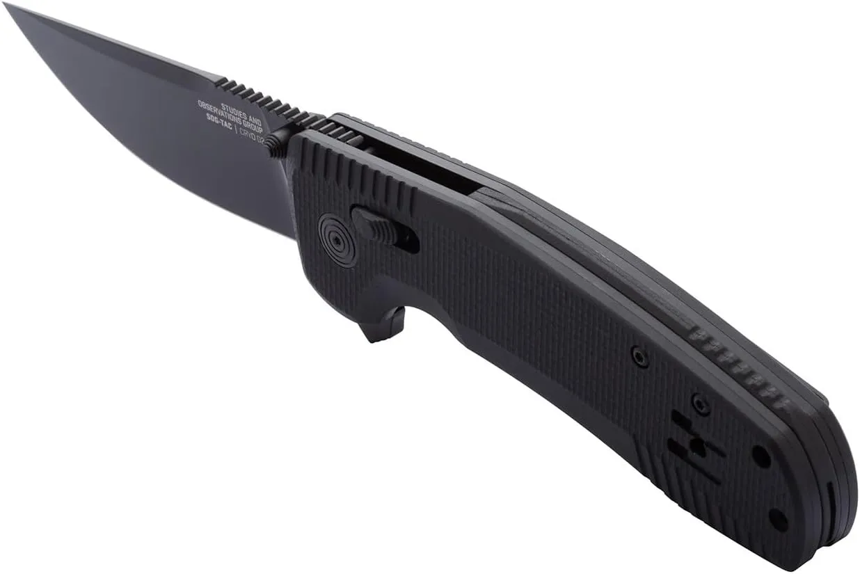 SOG TAC XR Professional Folding Knife | 3.4" D2 Tool Steel Blade & Ultra-Grip G10 Handle | Single-Handed Ambidextrous Use