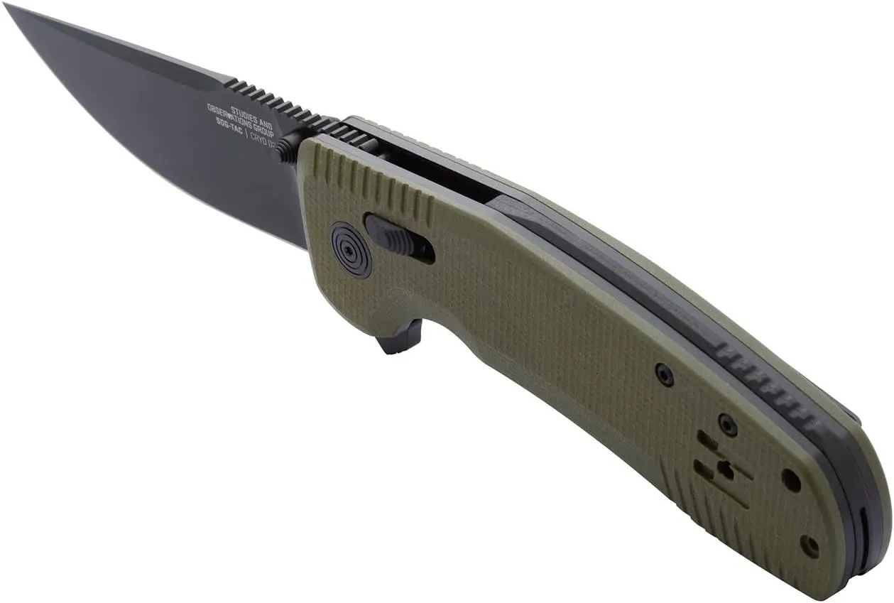 SOG TAC XR Professional Folding Knife | 3.4" D2 Tool Steel Blade & Ultra-Grip G10 Handle | Single-Handed Ambidextrous Use