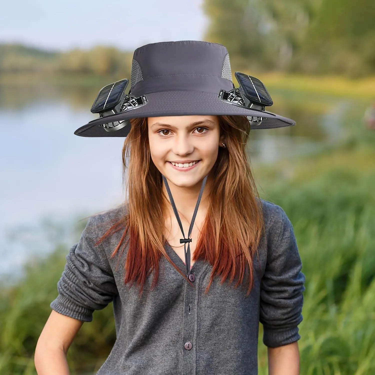 Solar Powered Fan Hat for Men & Women Wide Brim Sun Protection with Built-in Fans UPF 50   Outdoor Fishing & Beach Hats
