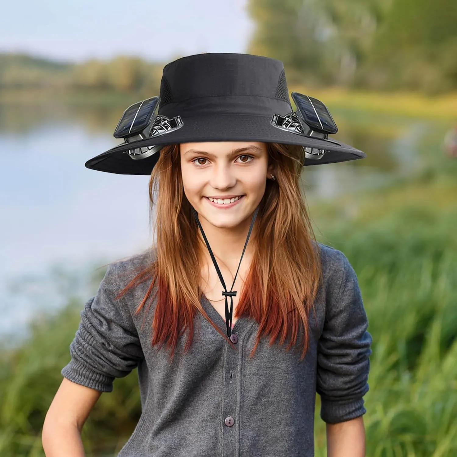 Solar Powered Fan Hat for Men & Women Wide Brim Sun Protection with Built-in Fans UPF 50   Outdoor Fishing & Beach Hats