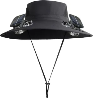 Solar Powered Fan Hat for Men & Women Wide Brim Sun Protection with Built-in Fans UPF 50   Outdoor Fishing & Beach Hats