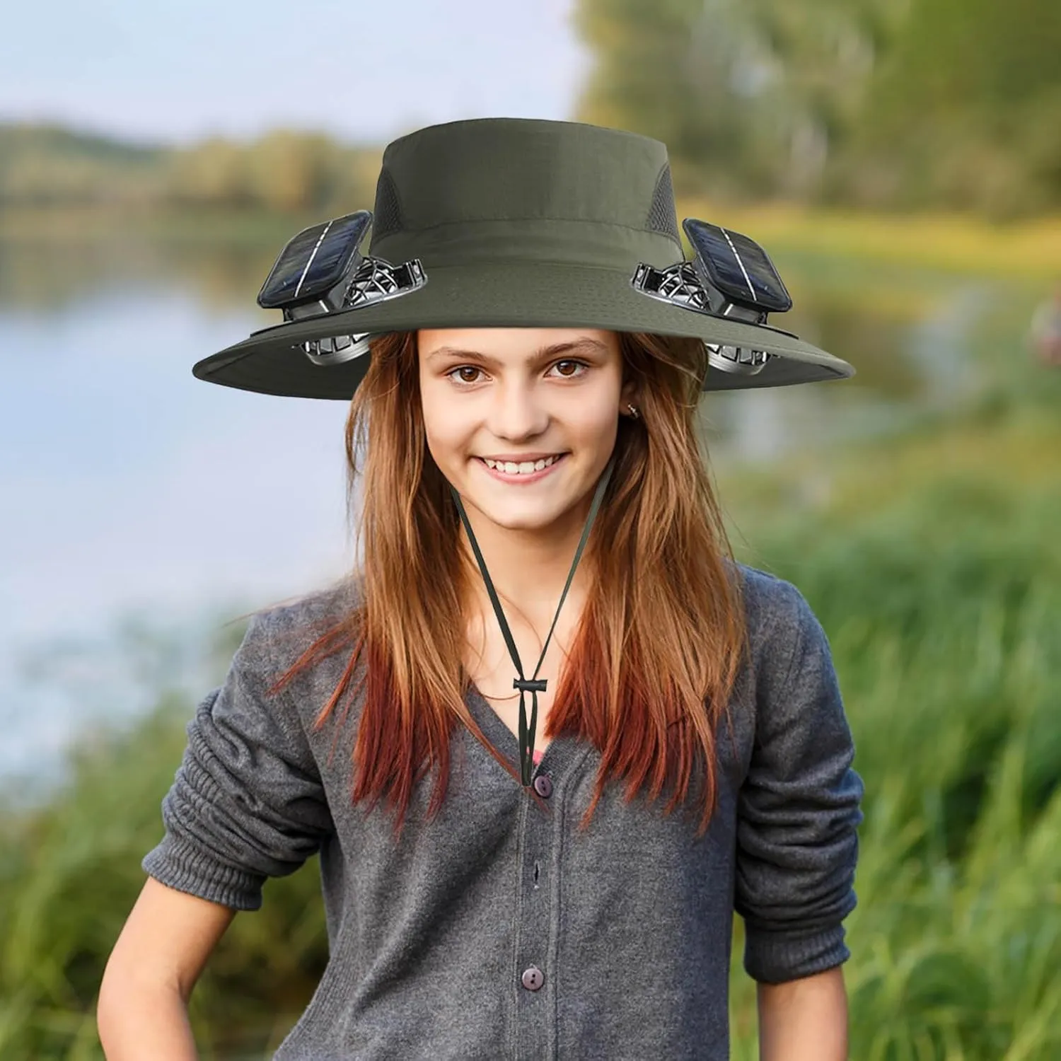 Solar Powered Fan Hat for Men & Women Wide Brim Sun Protection with Built-in Fans UPF 50   Outdoor Fishing & Beach Hats