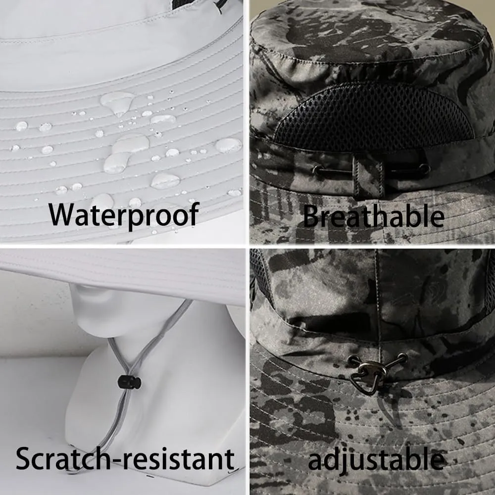 Solar Powered Fan Hat for Men, Wide Brim Outdoor Hat with Fan, Waterproof, UPF 50 , for Fishing, Gardening & More