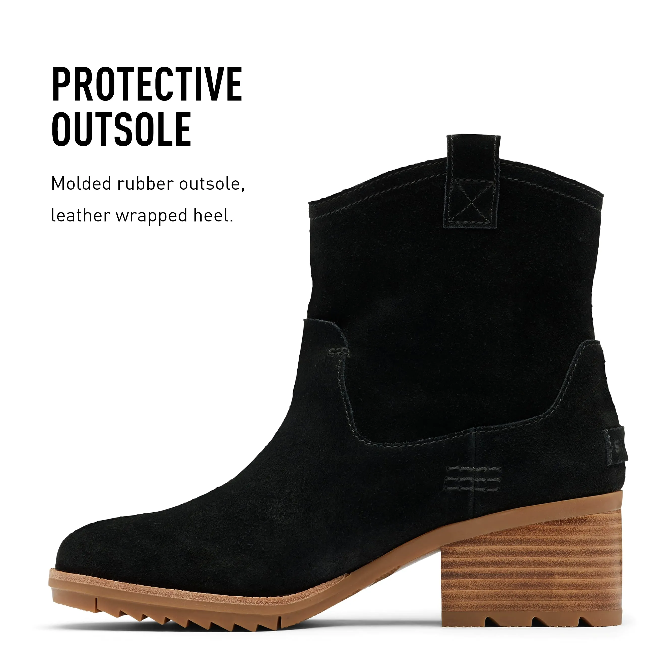 Sorel Women's Cate Pull On Boot ? Black, Gum 10 ? Waterproof Suede Rain Boot ? Size 8