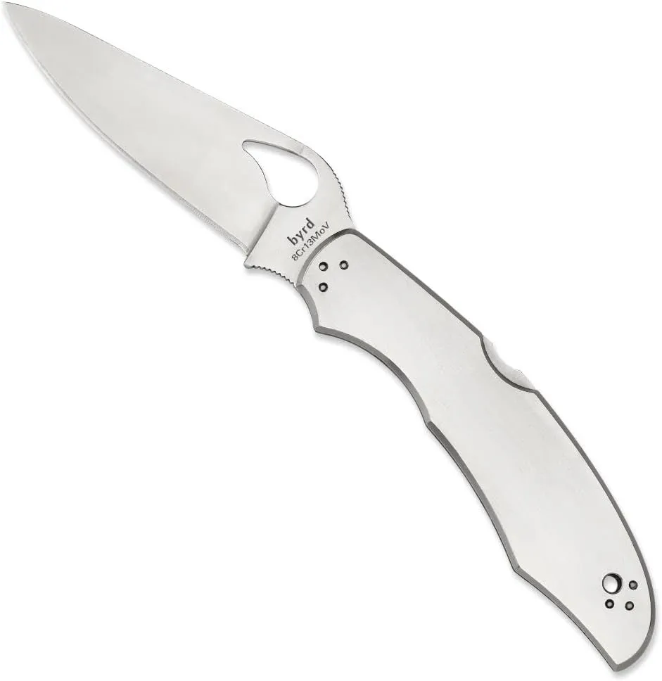 Spyderco Byrd Cara Cara 2 Knife with 3.75" Steel Blade and Durable Stainless Steel Handle - PlainEdge - BY03P2