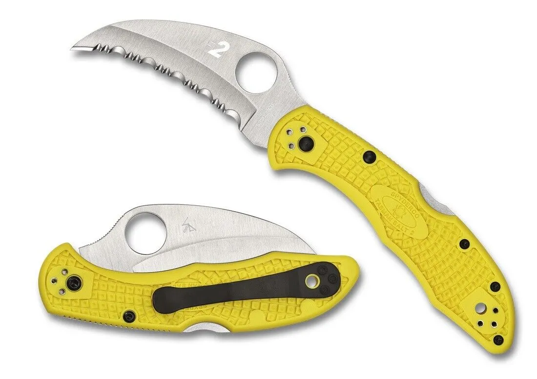 Spyderco C106PYL2 Tasman Salt 2 Yellow FRN Handle 2.9" SpyderEdge Folding Pocket Knife