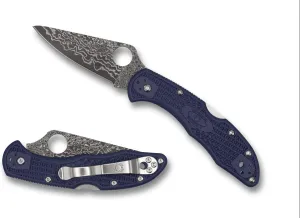 Spyderco C11FPNBD Delica KnifeJoy Exclusive KJ Steel Blue FRN Damascus Knife