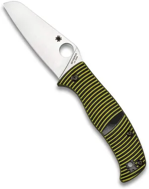 Spyderco Caribbean Salt Sheepfoot Knife with 3.70" LC200N Corrosion-Resistant Steel Blade with Black/Yellow G-10 Handle - PlainEdge - C217GPSF