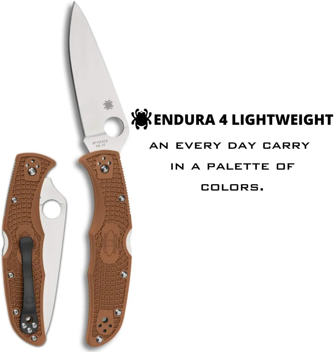 Spyderco Endura 4 FRN Flat Ground C10FPBN Brown Folding Plain Edge Pocket Knife