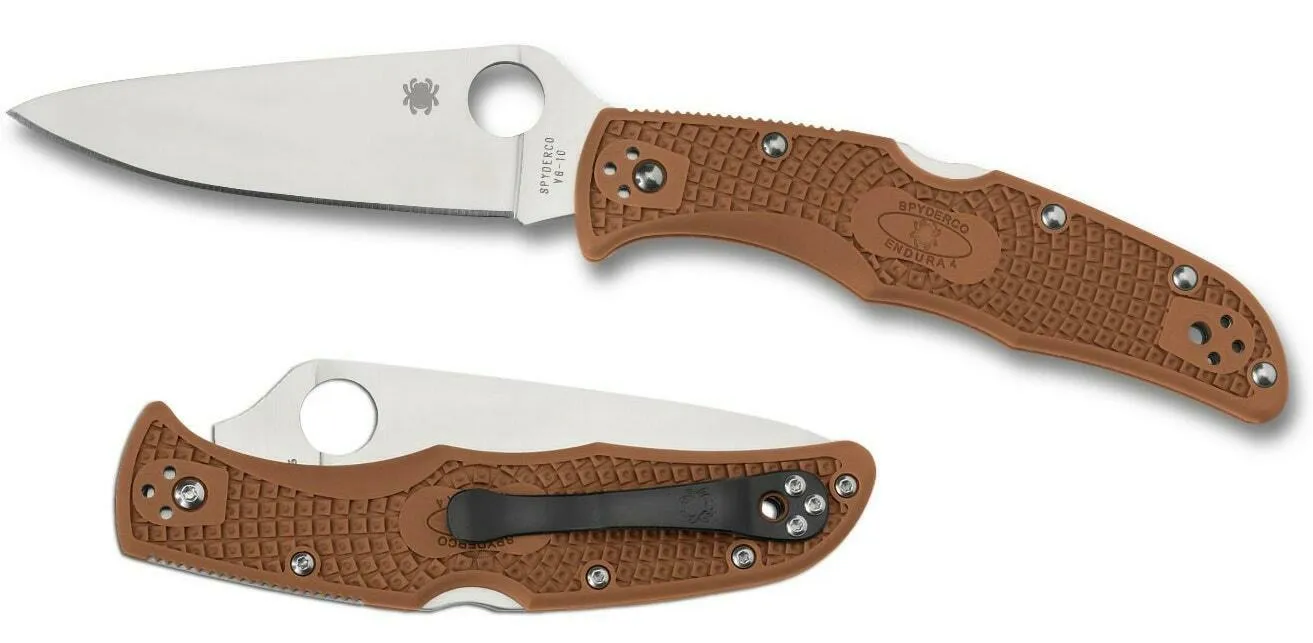 Spyderco Endura 4 FRN Flat Ground C10FPBN Brown Folding Plain Edge Pocket Knife