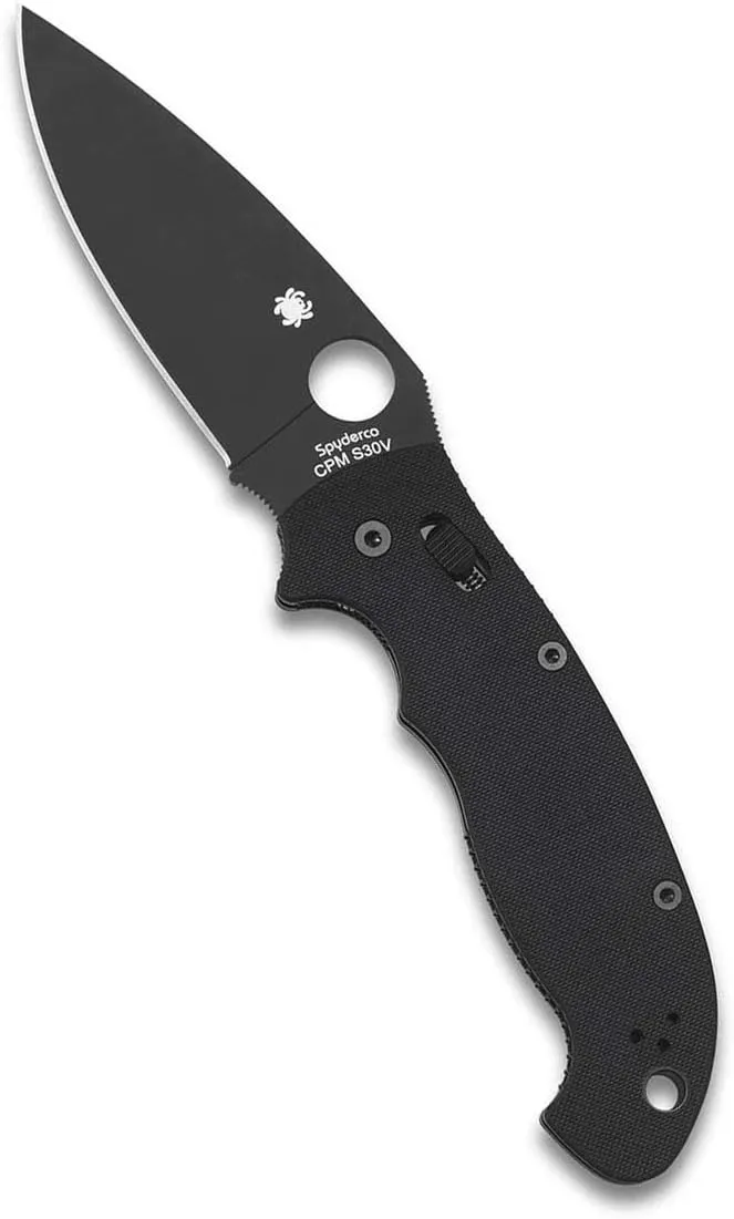 Spyderco Manix 2 XL Folding Knife - Black G-10 Handle with PlainEdge, Full-Flat Grind, CPM S30V Steel Blade and Ball Bearing