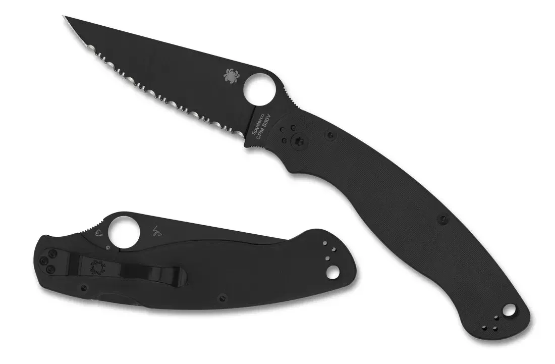Spyderco Military 2 Black 4" Serrated Pocket Folding Knife (C36GSBK2)