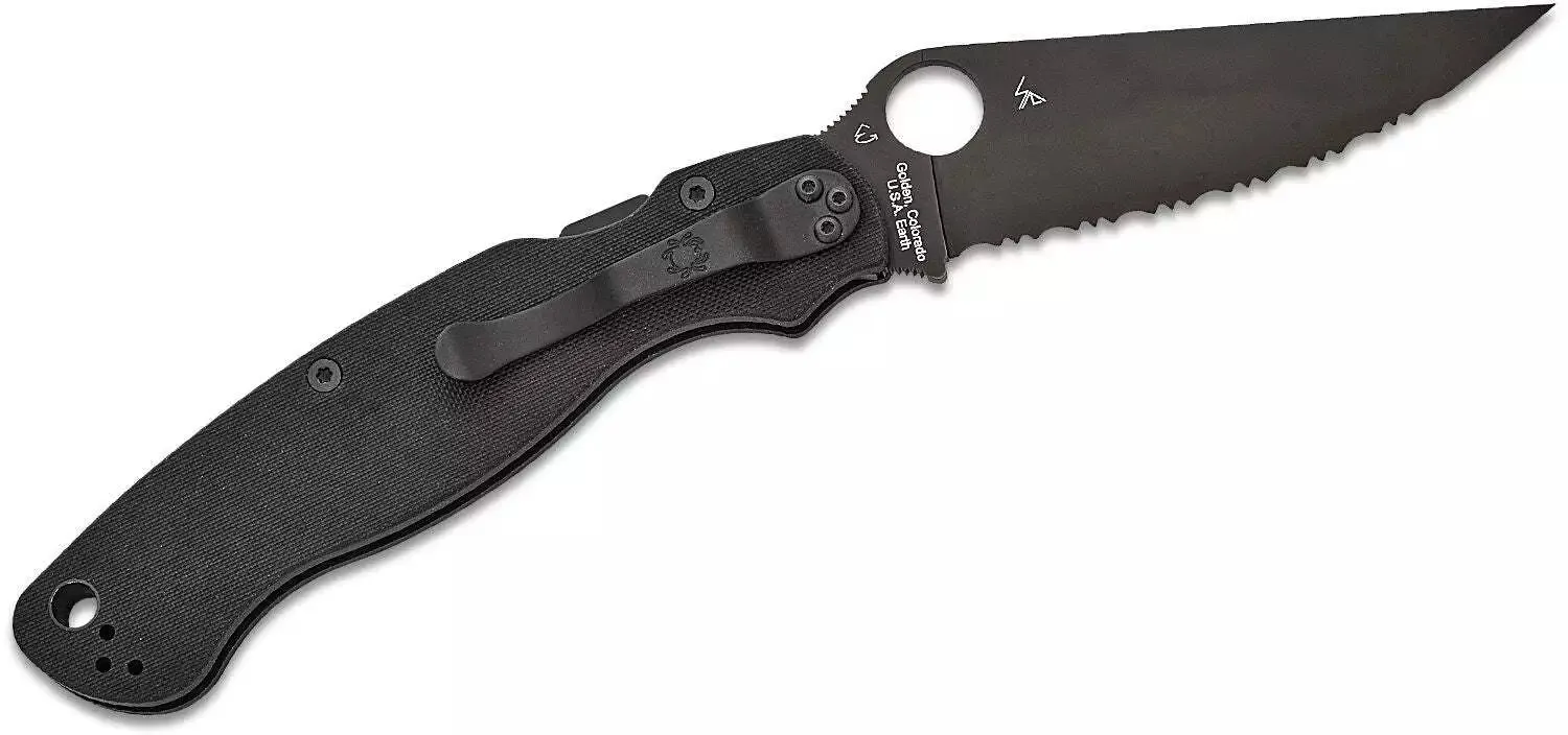 Spyderco Military 2 Black 4" Serrated Pocket Folding Knife (C36GSBK2)