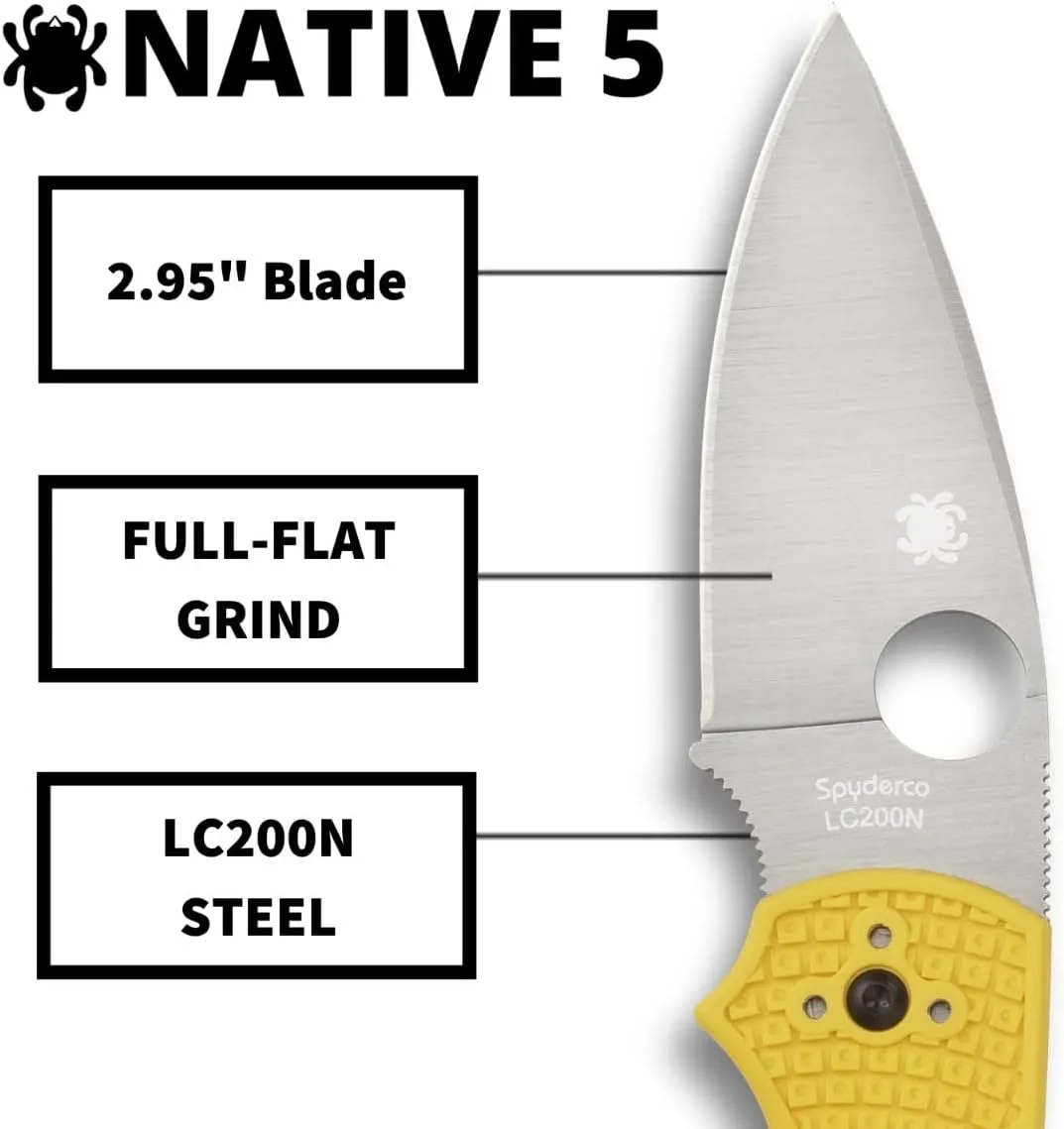 Spyderco Native 5 Salt 2.95" Plain Edge Folding Pocket Knife (C41PYL5)