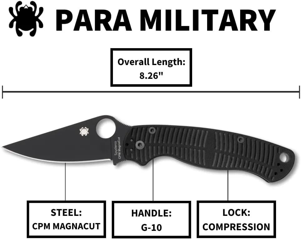 Spyderco ParaMilitary 2 Plain Edge 3.45" Folding Pocket Knife (C81GMCBKP2)