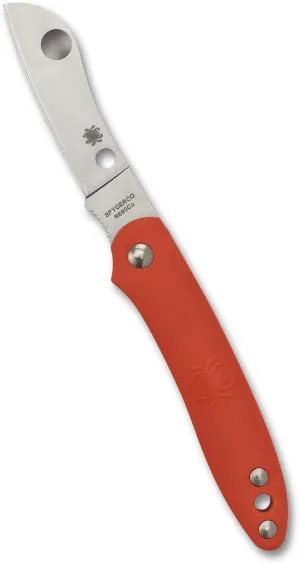 Spyderco Roadie Non-Locking Lightweight Knife with 2.09" N690Co Stainless Steel Blade and Durable Orange FRN Handle - PlainEdge - C189POR