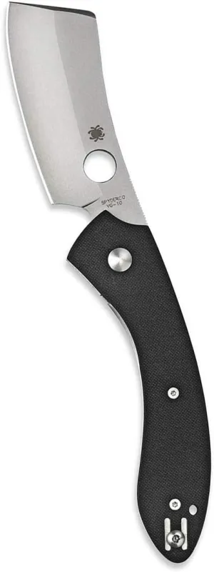 Spyderco Roc EDC Folding Utility Knife - 3.1" VG-10 Cleaver Blade for Versatile Cutting, Ergonomic Black G-10 Handle, LinerLock, Reversible Deep-Pocket Wire Clip, PlainEdge - C177GP