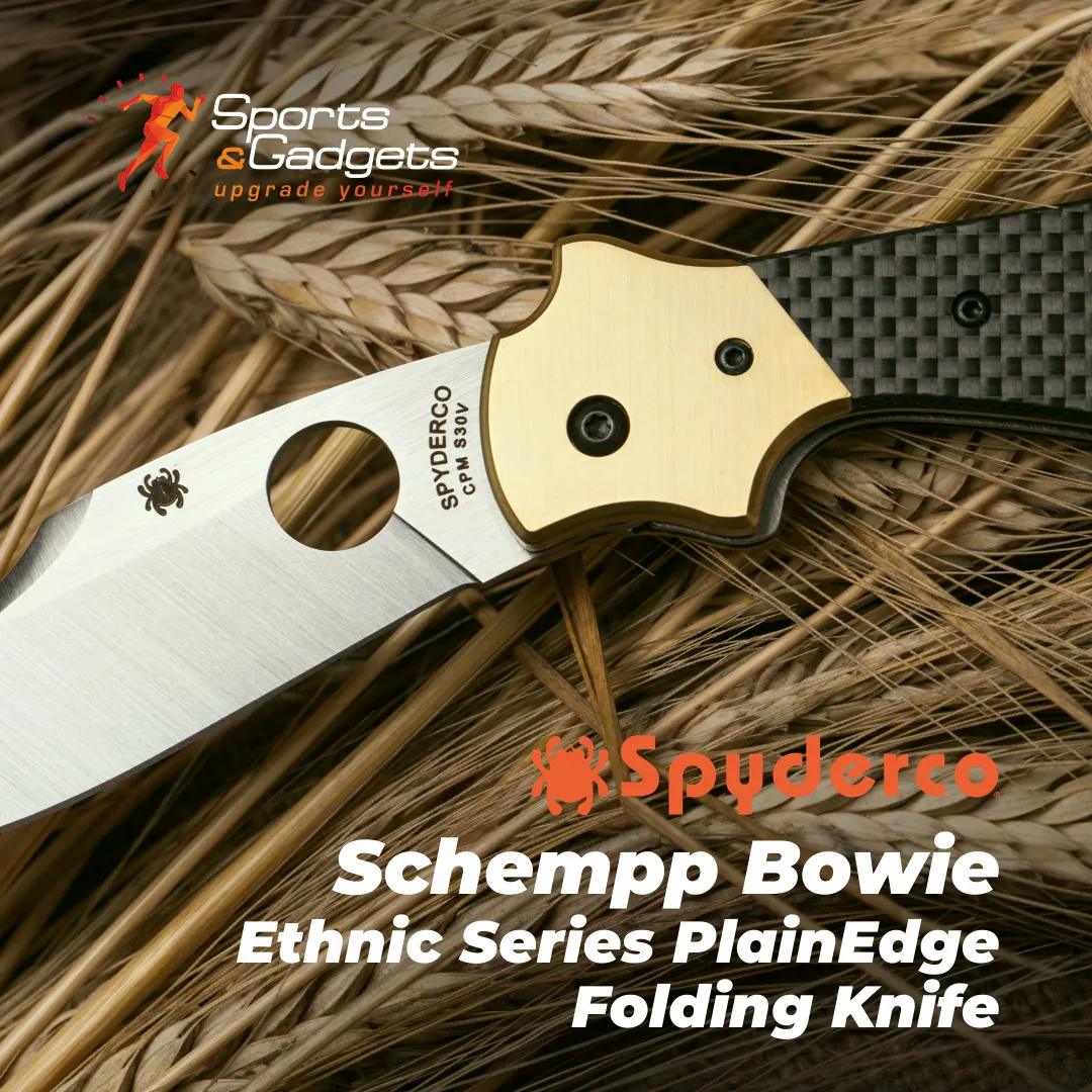 Spyderco Schempp Bowie Ethnic Series PlainEdge Folding Knife with 3.72" CPM S30V Stainless Steel Blade and Black Carbon Fiber/G-10 Laminate Handle Spyderco