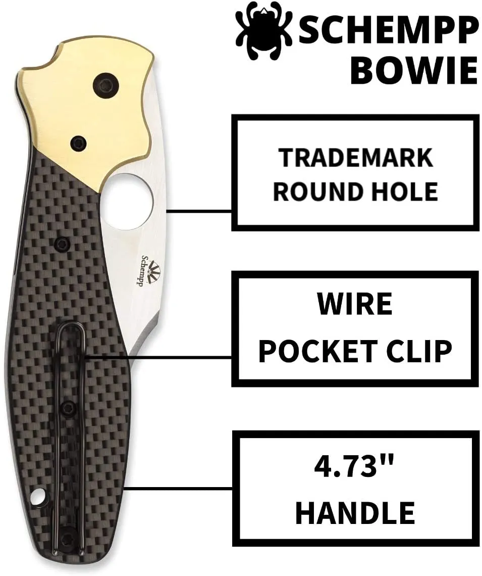 Spyderco Schempp Bowie Ethnic Series PlainEdge Folding Knife with 3.72" CPM S30V Stainless Steel Blade and Black Carbon Fiber/G-10 Laminate Handle Spyderco