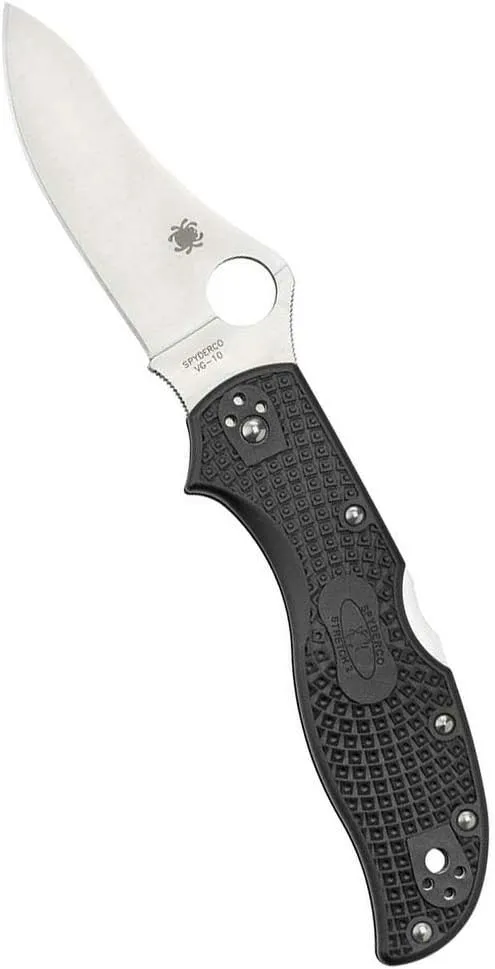 Spyderco Stretch 2 Signature Lightweight Hunting Knife with 3.43" VG-10 Stainless Steel Blade and Black FRN Handle - PlainEdge - C90PBK2