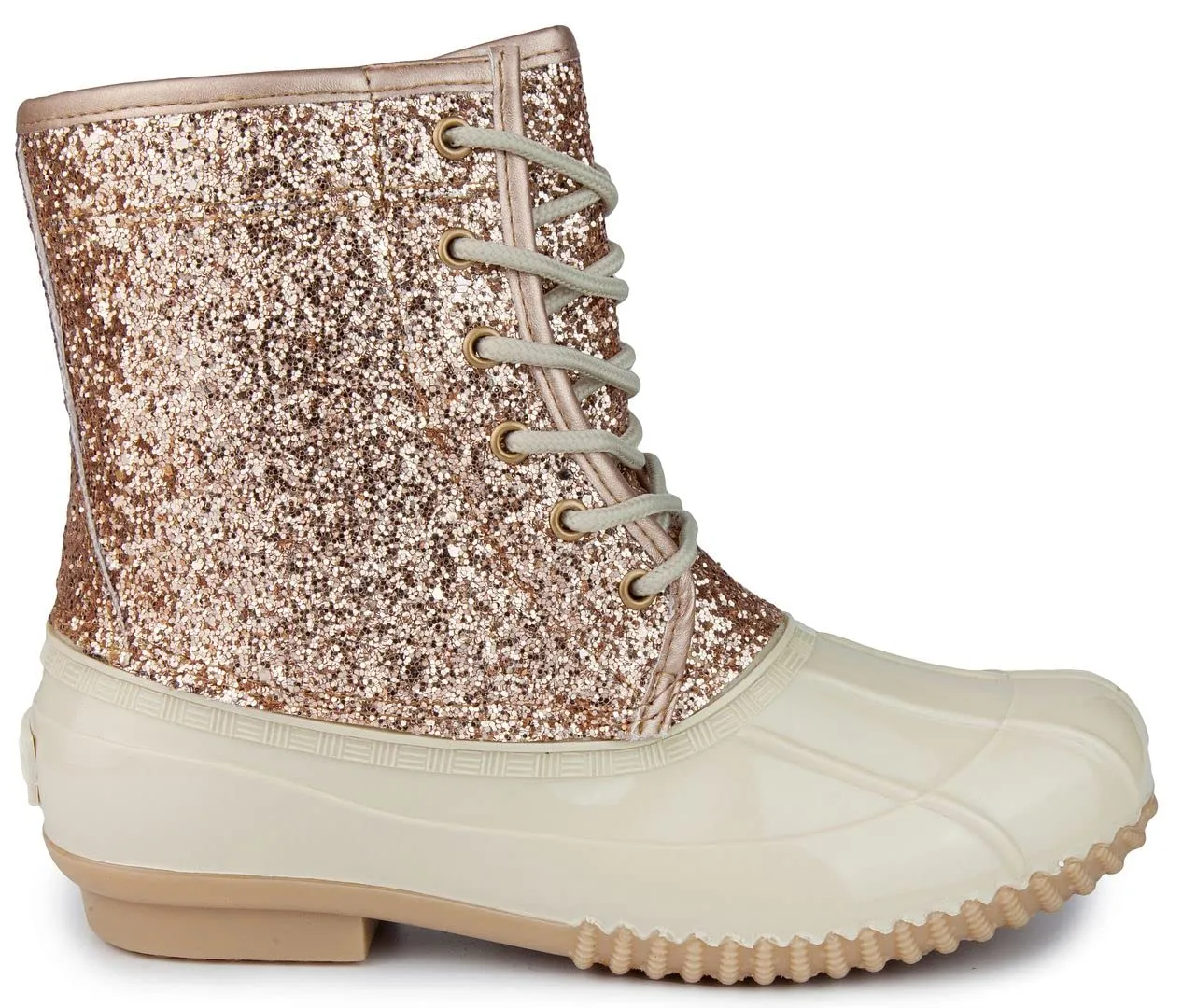 Sugar Womens Duck Boots - Waterproof Shell Insulated Snow Boot-Skylar2-Rose Gold Glitter-9