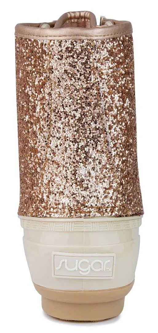 Sugar Womens Duck Boots - Waterproof Shell Insulated Snow Boot-Skylar2-Rose Gold Glitter-9