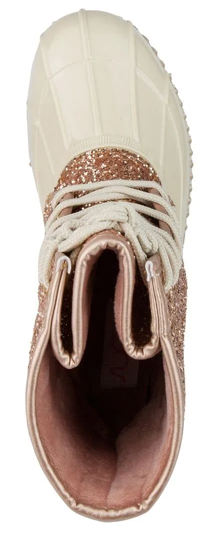Sugar Womens Duck Boots - Waterproof Shell Insulated Snow Boot-Skylar2-Rose Gold Glitter-9