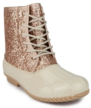 Sugar Womens Duck Boots - Waterproof Shell Insulated Snow Boot-Skylar2-Rose Gold Glitter-9