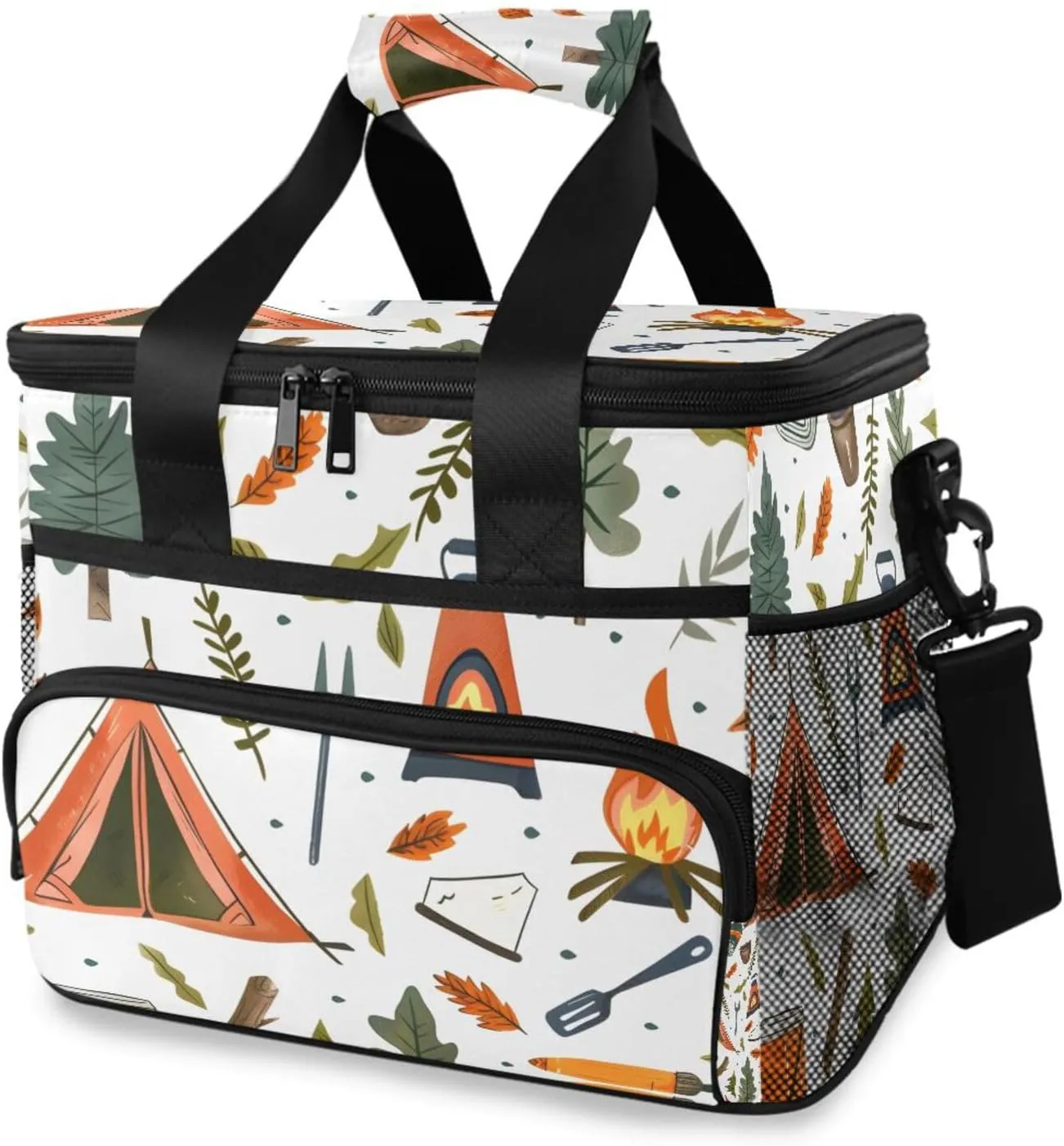 Summer Beach Blank White Cooler Bag Insulated Cooler Soft Sided Cooler 24 Can Portable Picnic Bag Large Leakproof Lunch Bag Box for Beach Grocery Camping Travel Car Men Women