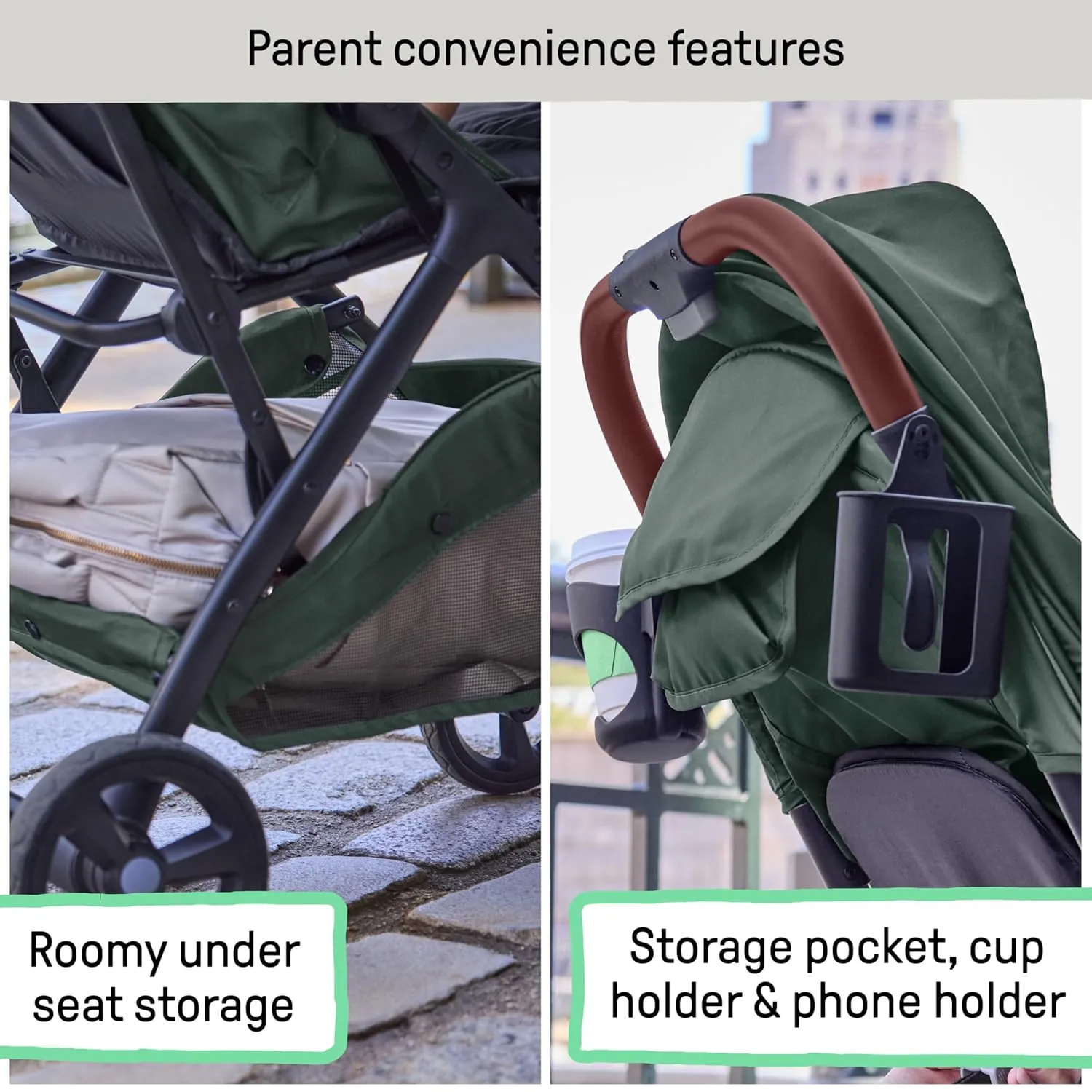 Summer Infant Ingenuity 3Dquickclose CS  Compact Fold Stroller – Lightweight Stroller with Oversized Canopy, Extra-Large Storage and Compact Fold, Forest