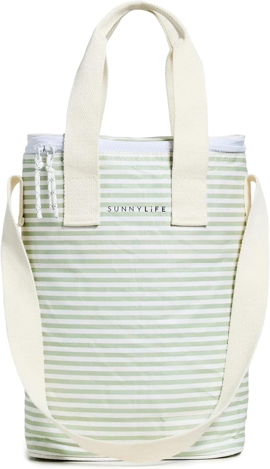 SunnyLife Women's Light Cooler Drinks Bag, Sage Stripe, One size