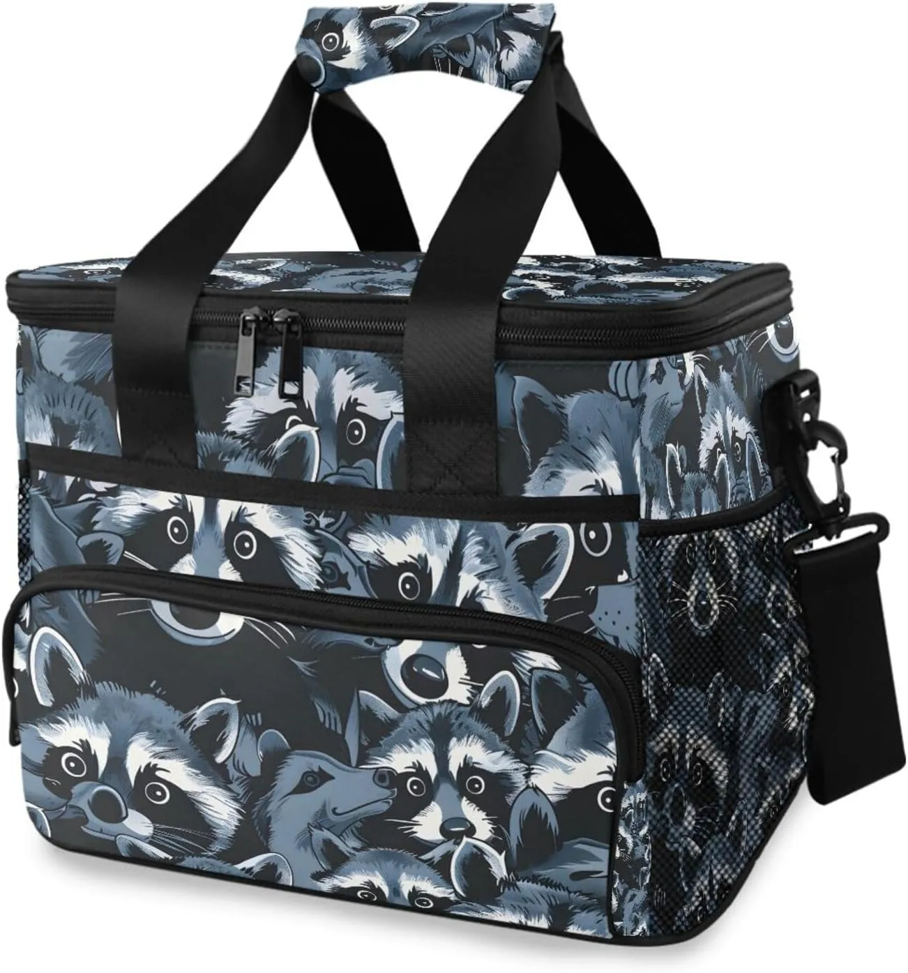 Suspicious Black Cooler Bag Insulated Cooler Soft Sided Cooler 24 Can Portable Picnic Bag Large Leakproof Lunch Bag Box for Beach Grocery Camping Travel Car Men Women