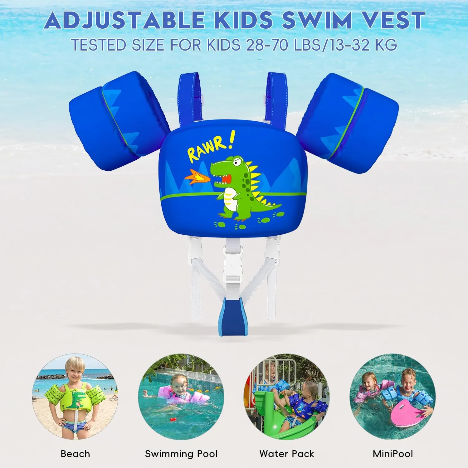 Swim Vest for Toddler, Suit for Kids 28-70 lbs, Floaties for Boys and Girls Swimming Aid, Training, Suit for Infant/Toddler/Children