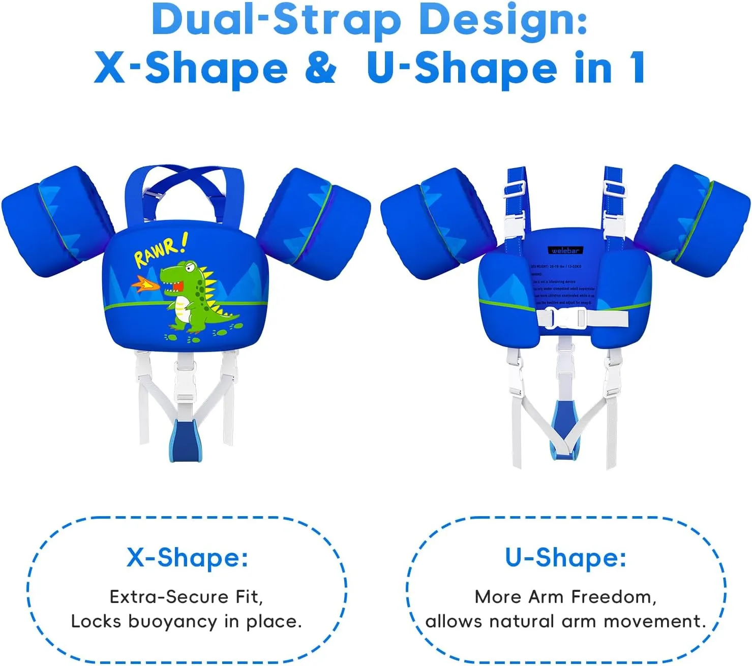 Swim Vest for Toddler, Suit for Kids 28-70 lbs, Floaties for Boys and Girls Swimming Aid, Training, Suit for Infant/Toddler/Children