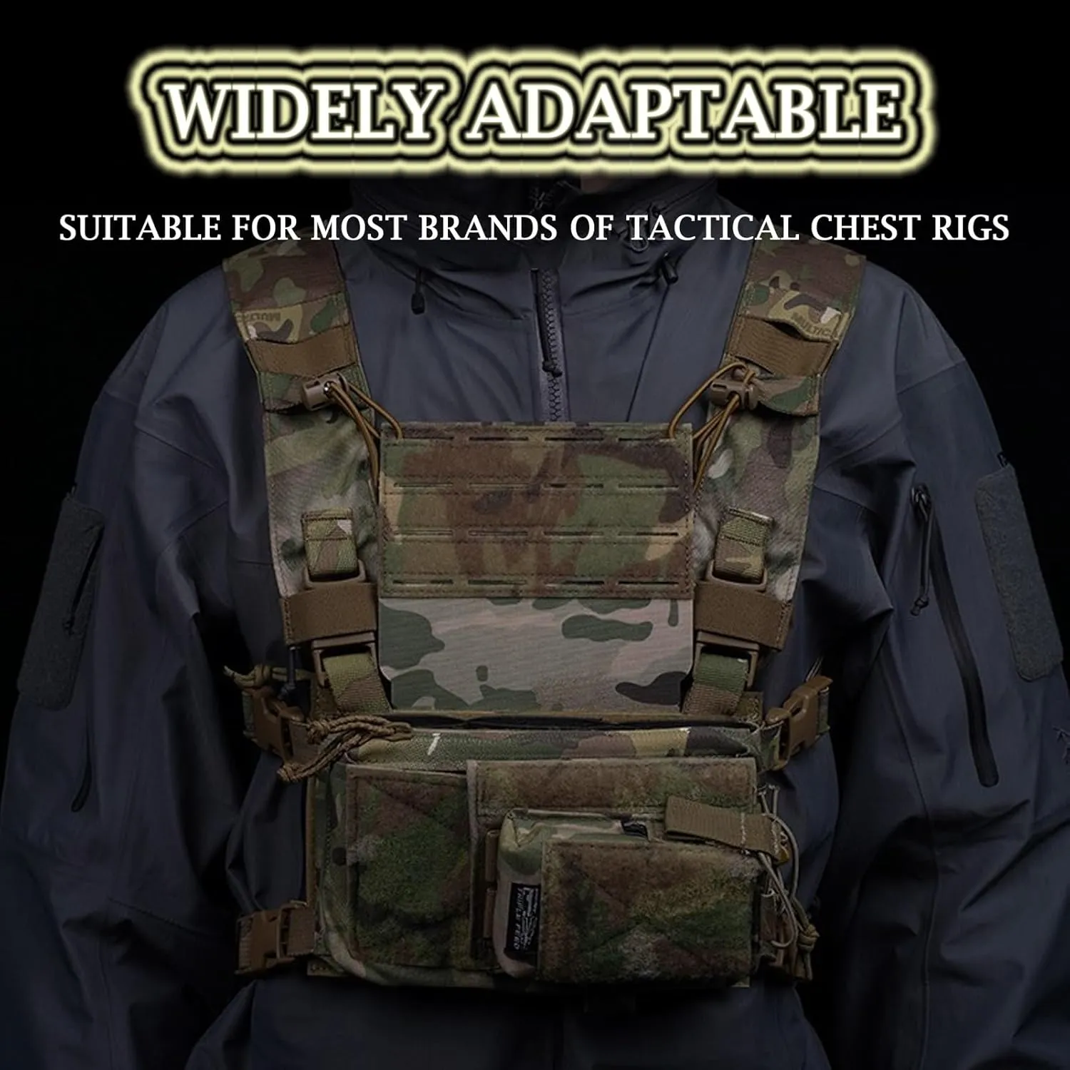 Tactical Chest Rig Mag Pouch MOLLE Holder, Multifunctional Chest Panel Hunting Airsoft Chesty Navigation Front Panel Expansion Gear