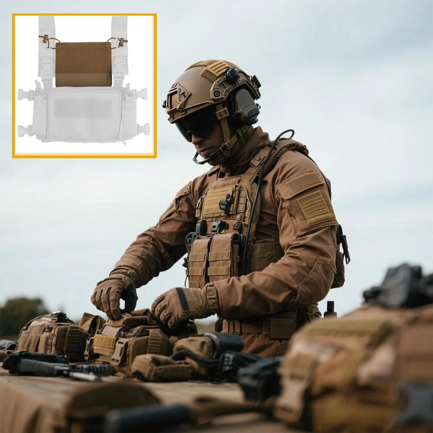Tactical Chest Rig Mag Pouch MOLLE Holder, Multifunctional Chest Panel Hunting Airsoft Chesty Navigation Front Panel Expansion Gear